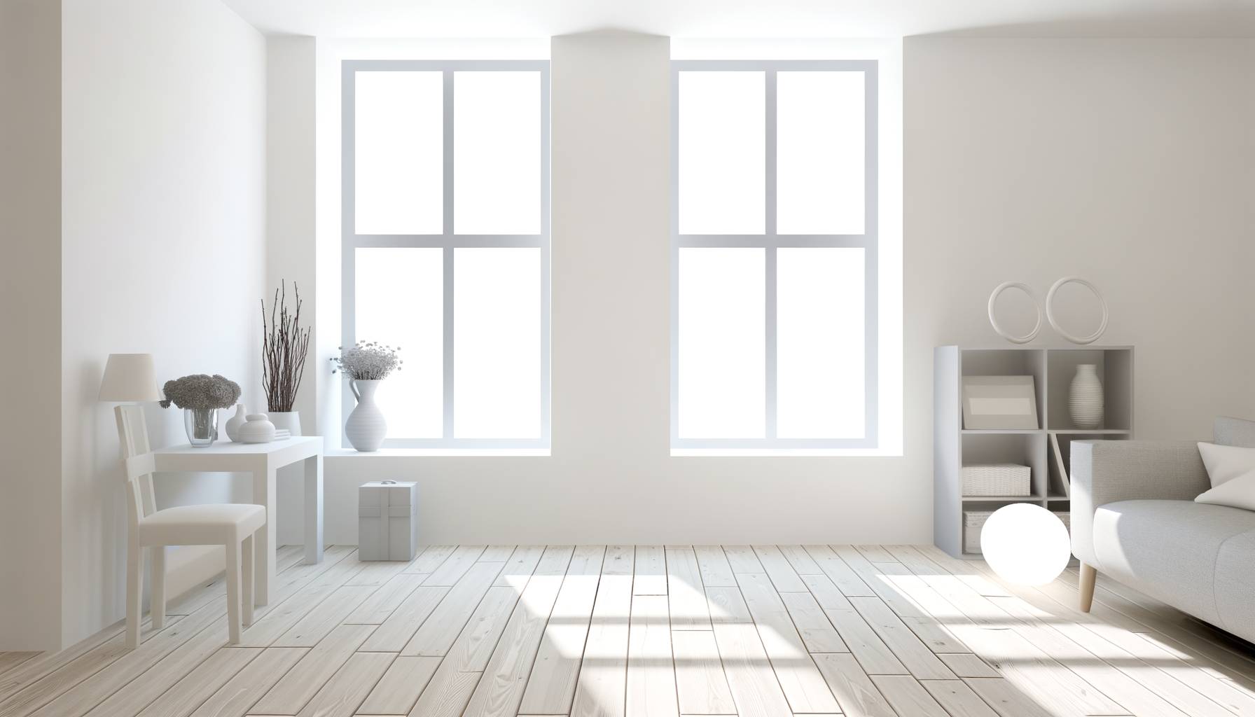 Un moderno espacio pequeño con grandes ventanas limpias, mostrando cómo la luz natural entra e ilu...