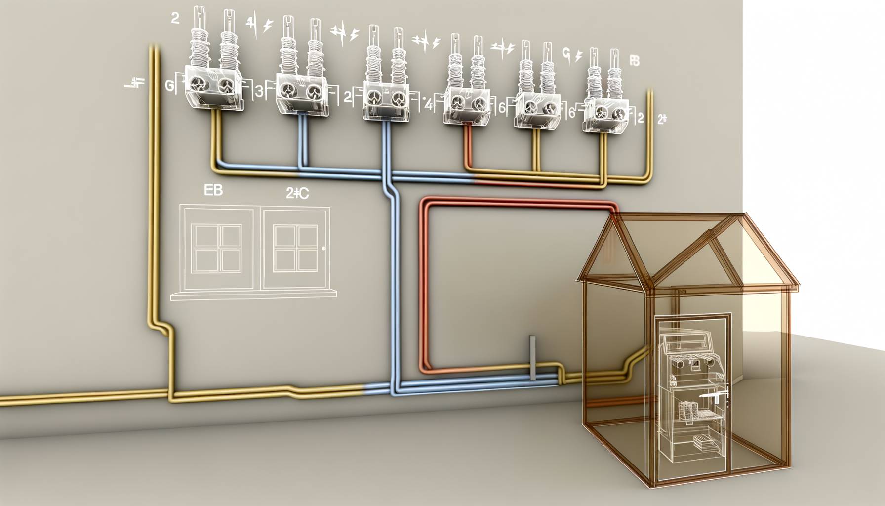 Un diagrama profesional de un sistema eléctrico doméstico sin toma de tierra, mostrando corrientes...